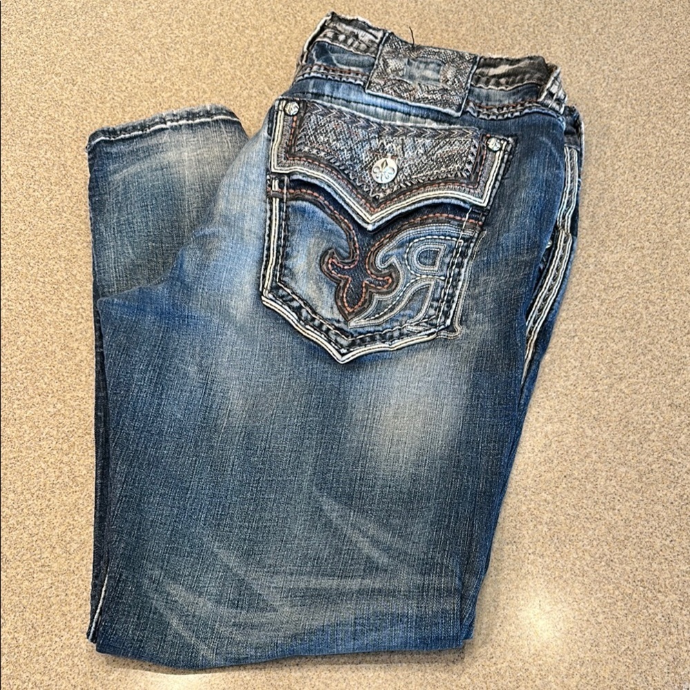 Rock Revival Men’s Blue Jeans “Chance Rixd taper” missing RR label 40/31